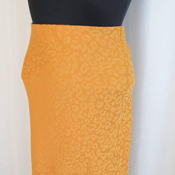 Banana Republic Goldenrod Leopard Print Bias Cut Satin Slip Midi Skirt Sz S - Picture 5 of 8